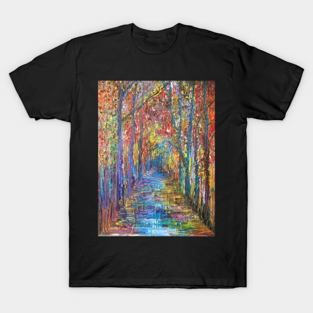 Rainy Woodland Path T-Shirt by Merlinsmates